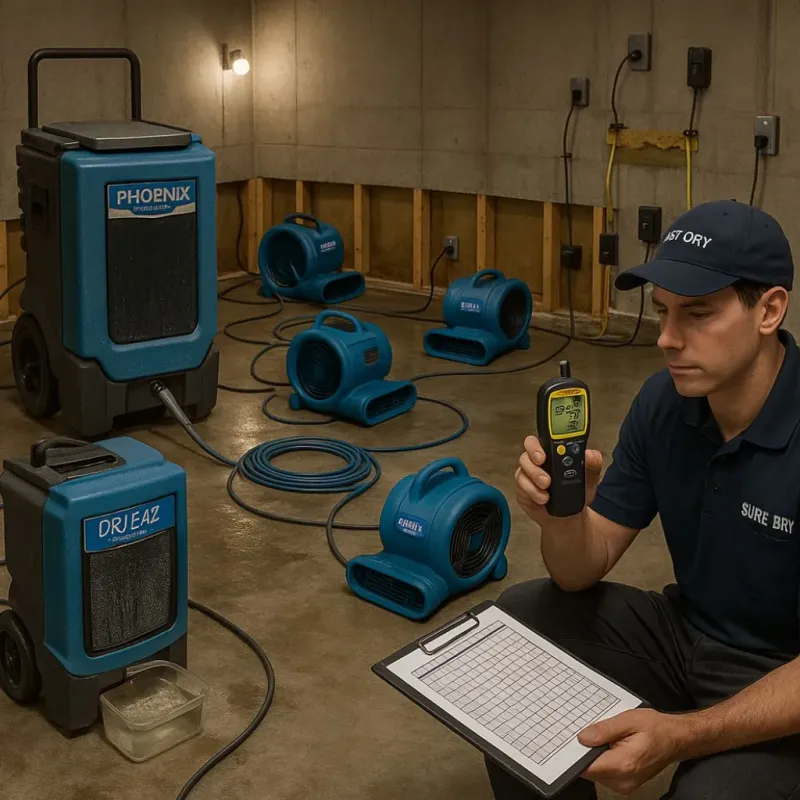 Structural Drying and Dehumidification process in Morgans Point Resort, TX